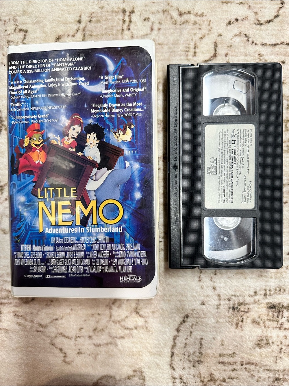 Little Nemo Adventures in Slumberland VHS Tape with Clamshell EUC